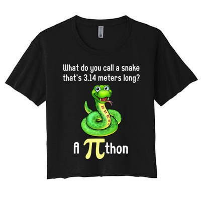 Funny Pi day Puns Pithon Math Teacher Jokes Women's Crop Top Tee