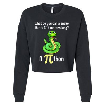 Funny Pi day Puns Pithon Math Teacher Jokes Cropped Pullover Crew