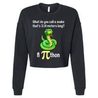 Funny Pi day Puns Pithon Math Teacher Jokes Cropped Pullover Crew