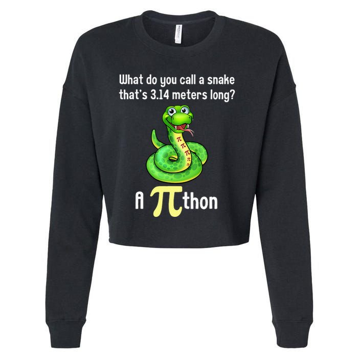 Funny Pi day Puns Pithon Math Teacher Jokes Cropped Pullover Crew