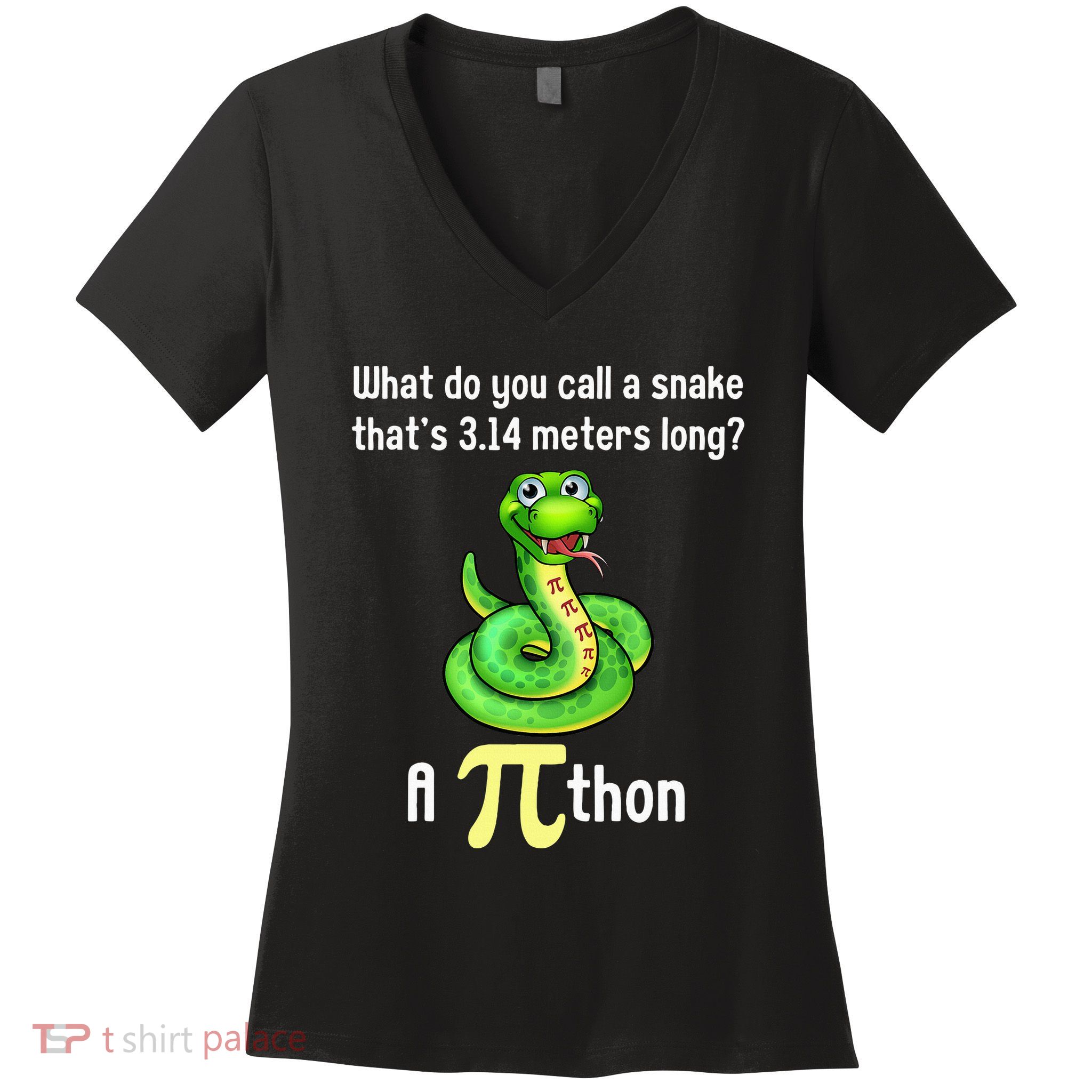 Funny Pi day Puns Pithon Math Teacher Jokes Women's V-Neck T-Shirt