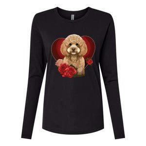 Funny Poodle Dog Miniature Poodle Toy Poodle Valentine Day Womens Cotton Relaxed Long Sleeve T-Shirt