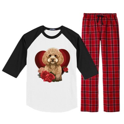 Funny Poodle Dog Miniature Poodle Toy Poodle Valentine Day Raglan Sleeve Pajama Set