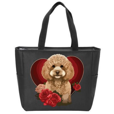 Funny Poodle Dog Miniature Poodle Toy Poodle Valentine Day Zip Tote Bag