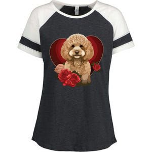 Funny Poodle Dog Miniature Poodle Toy Poodle Valentine Day Enza Ladies Jersey Colorblock Tee