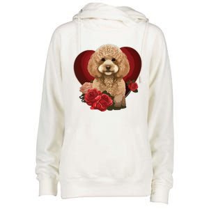 Funny Poodle Dog Miniature Poodle Toy Poodle Valentine Day Womens Funnel Neck Pullover Hood