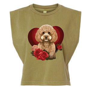 Funny Poodle Dog Miniature Poodle Toy Poodle Valentine Day Garment-Dyed Women's Muscle Tee