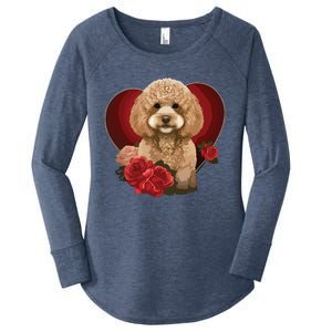 Funny Poodle Dog Miniature Poodle Toy Poodle Valentine Day Women's Perfect Tri Tunic Long Sleeve Shirt