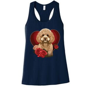 Funny Poodle Dog Miniature Poodle Toy Poodle Valentine Day Women's Racerback Tank