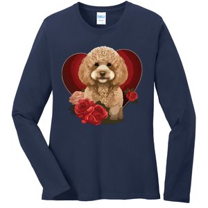 Funny Poodle Dog Miniature Poodle Toy Poodle Valentine Day Ladies Long Sleeve Shirt