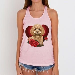 Funny Poodle Dog Miniature Poodle Toy Poodle Valentine Day Women's Knotted Racerback Tank