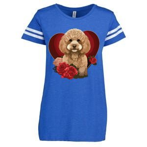 Funny Poodle Dog Miniature Poodle Toy Poodle Valentine Day Enza Ladies Jersey Football T-Shirt