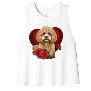 Funny Poodle Dog Miniature Poodle Toy Poodle Valentine Day Women's Racerback Cropped Tank