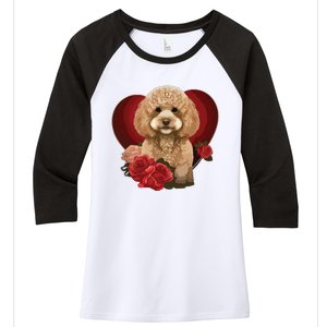 Funny Poodle Dog Miniature Poodle Toy Poodle Valentine Day Women's Tri-Blend 3/4-Sleeve Raglan Shirt