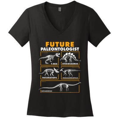 Future Paleontologist Dinosaur Fossil Paleontology Women's V-Neck T-Shirt