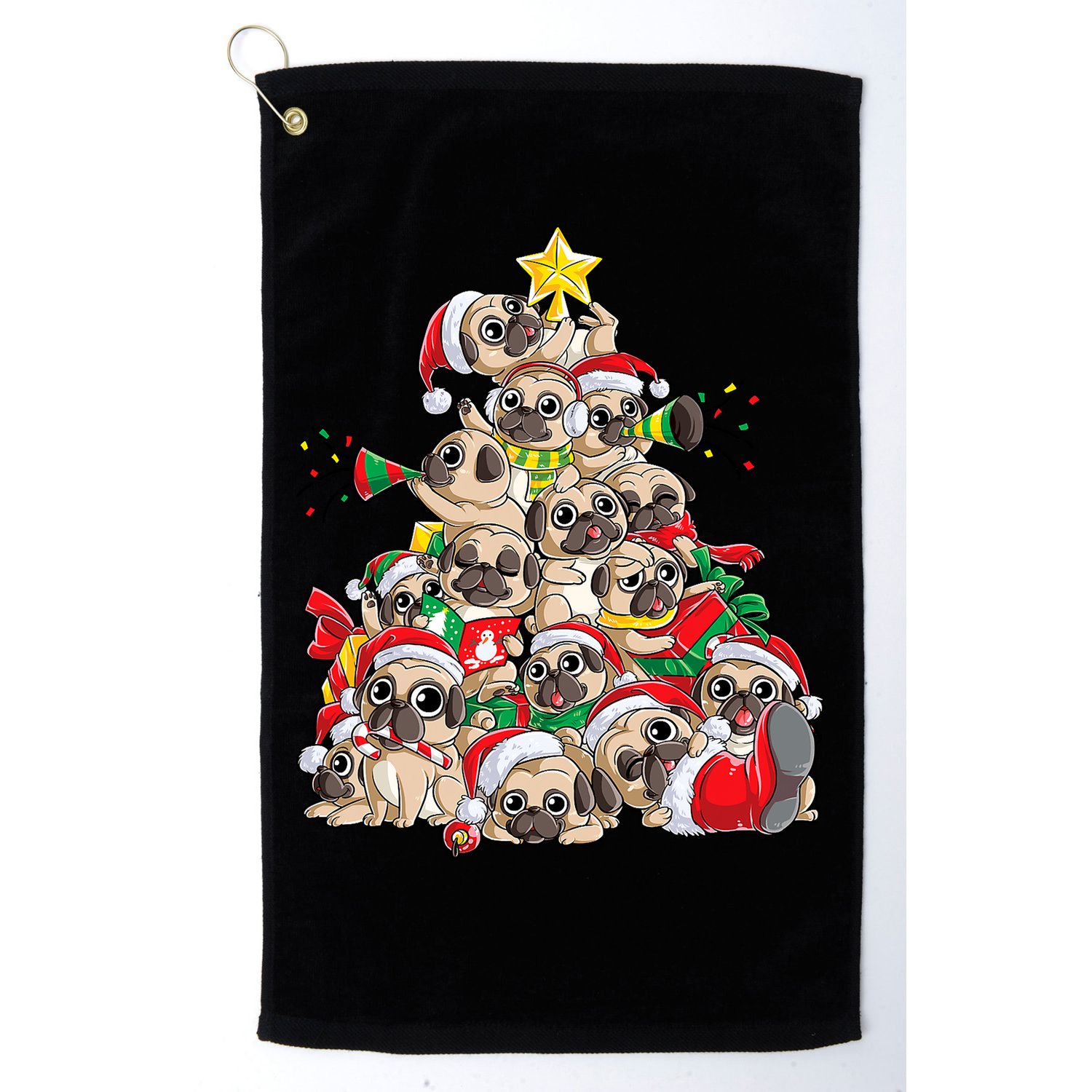 Funny Pug Dog Cute Christmas Gift Golf Towel