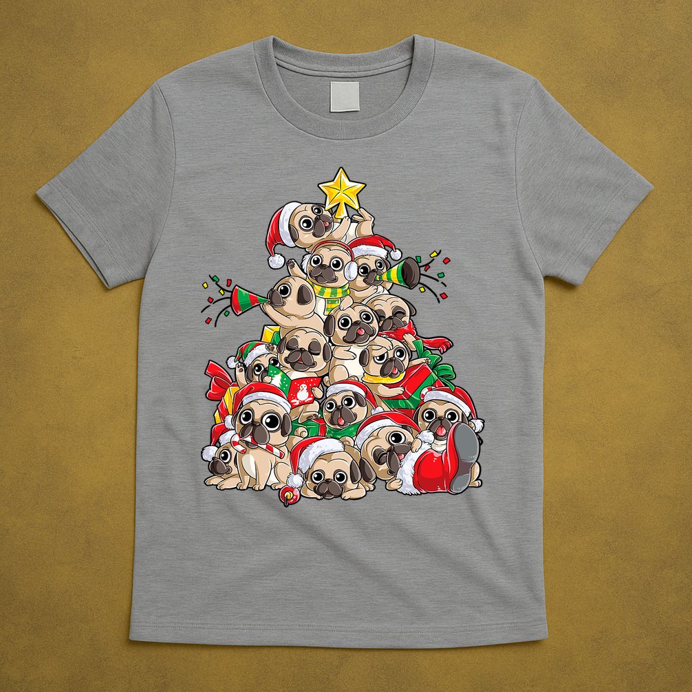 Funny Pug Dog Cute Christmas Gift T-Shirt