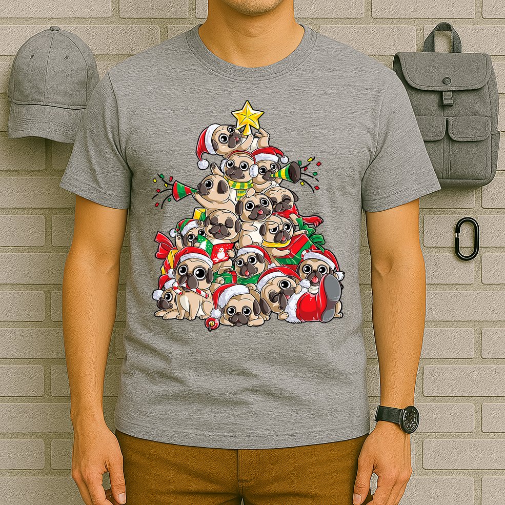 Funny Pug Dog Cute Christmas Gift T-Shirt