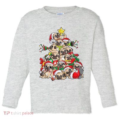 Funny Pug Dog Cute Christmas Gift Toddler Long Sleeve Shirt