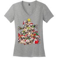 Funny Pug Dog Cute Christmas Gift Women's V-Neck T-Shirt