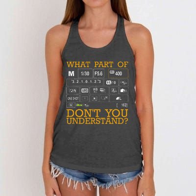 Funny Photography Design Men Women Photographer Instructors Women's Knotted Racerback Tank