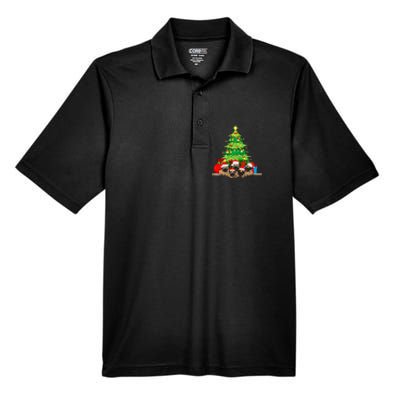 Festive Pug Dog Christmas Pajama with Xmas Tree Lights Men's Origin Performance Pique Polo