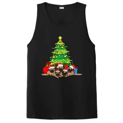 Festive Pug Dog Christmas Pajama with Xmas Tree Lights PosiCharge Competitor Tank