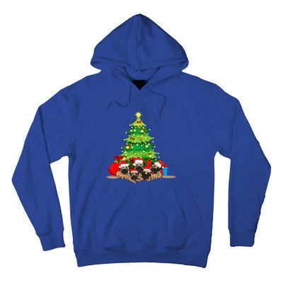 Festive Pug Dog Christmas Pajama with Xmas Tree Lights Hoodie