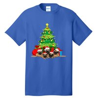 Festive Pug Dog Christmas Pajama with Xmas Tree Lights Tall T-Shirt