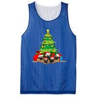 Festive Pug Dog Christmas Pajama with Xmas Tree Lights Mesh Reversible Basketball Jersey Tank