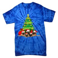 Festive Pug Dog Christmas Pajama with Xmas Tree Lights Tie-Dye T-Shirt