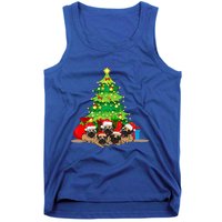 Festive Pug Dog Christmas Pajama with Xmas Tree Lights Tank Top