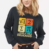 Funny PI Day Math Pun Cropped Pullover Crew