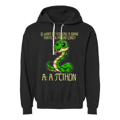 Funny Pi Day 314 PiThon Python Snake Joke Garment-Dyed Fleece Hoodie