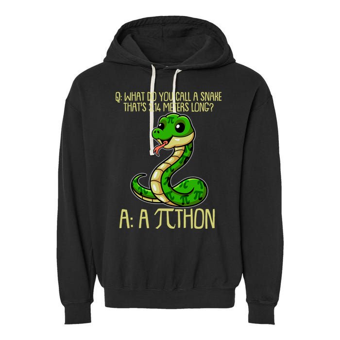 Funny Pi Day 314 PiThon Python Snake Joke Garment-Dyed Fleece Hoodie