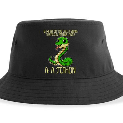 Funny Pi Day 314 PiThon Python Snake Joke Sustainable Bucket Hat