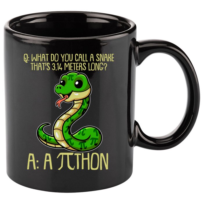 Funny Pi Day 314 PiThon Python Snake Joke 11oz C Handle Ceramic Mug