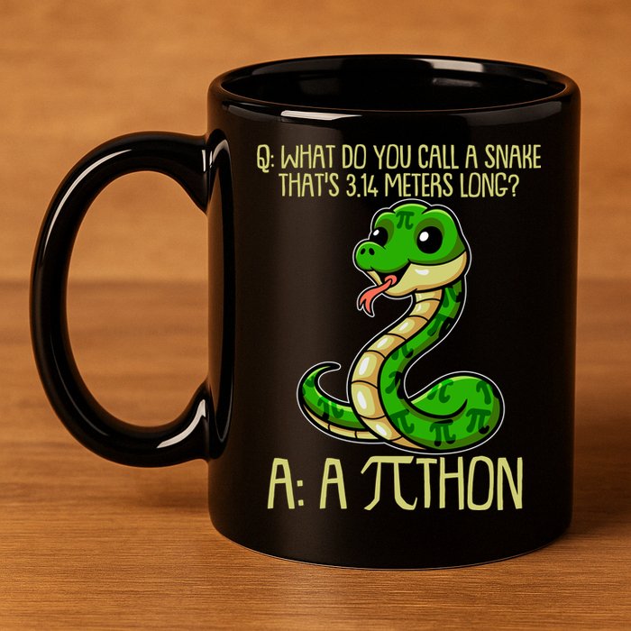 Funny Pi Day 314 PiThon Python Snake Joke 11oz C Handle Ceramic Mug