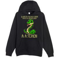 Funny Pi Day 314 PiThon Python Snake Joke Premium Pullover Hoodie