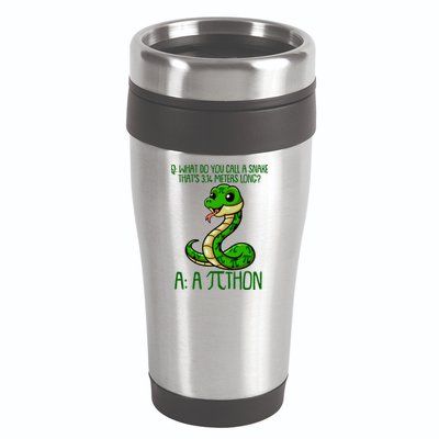 Funny Pi Day 314 PiThon Python Snake Joke 16oz Travel Tumbler