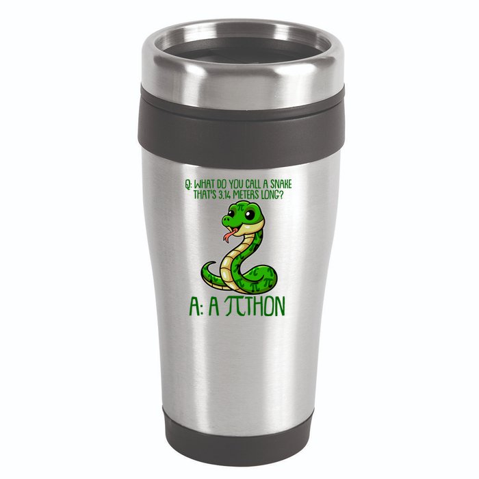 Funny Pi Day 314 PiThon Python Snake Joke 16oz Travel Tumbler