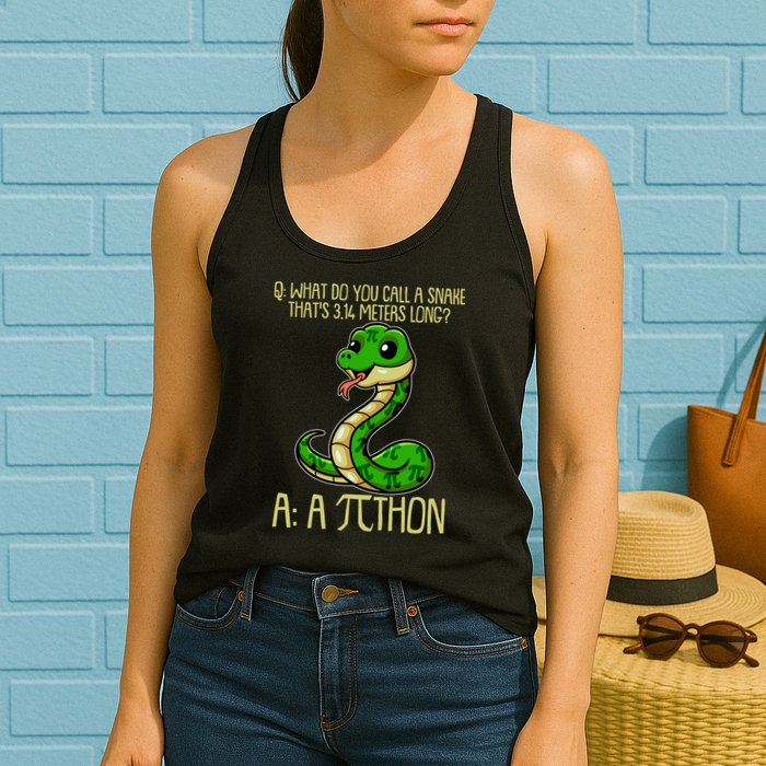 Funny Pi Day 314 PiThon Python Snake Joke Womens Tank Top
