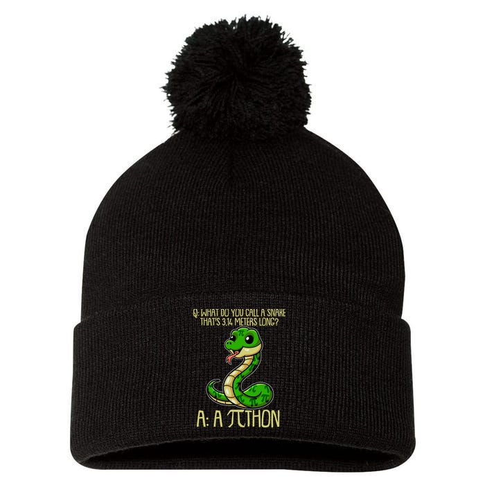 Funny Pi Day 314 PiThon Python Snake Joke Pom Pom 12in Knit Beanie