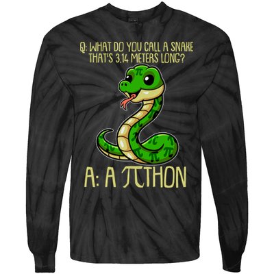Funny Pi Day 314 PiThon Python Snake Joke Tie-Dye Long Sleeve Shirt