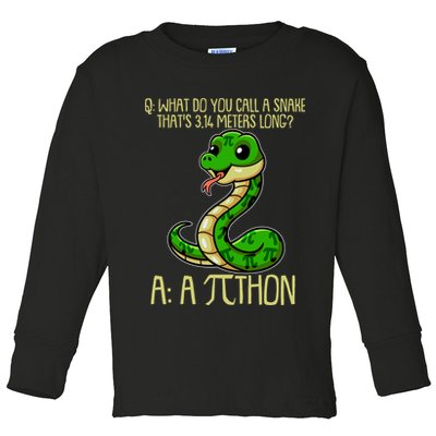 Funny Pi Day 314 PiThon Python Snake Joke Toddler Long Sleeve Shirt