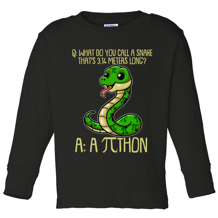 Funny Pi Day 314 PiThon Python Snake Joke Toddler Long Sleeve Shirt