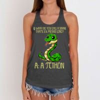 Funny Pi Day 314 PiThon Python Snake Joke Women's Knotted Racerback Tank