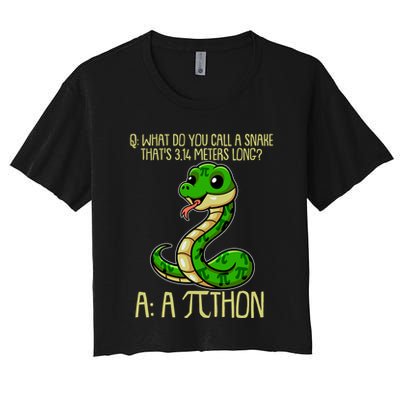 Funny Pi Day 314 PiThon Python Snake Joke Women's Crop Top Tee