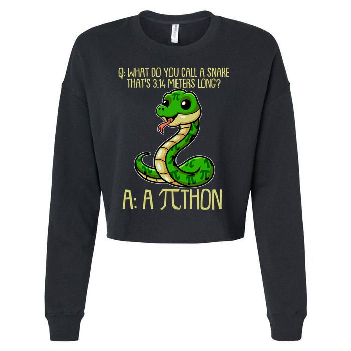 Funny Pi Day 314 PiThon Python Snake Joke Cropped Pullover Crew