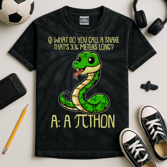 Funny Pi Day 314 PiThon Python Snake Joke Kids Tie-Dye T-Shirt